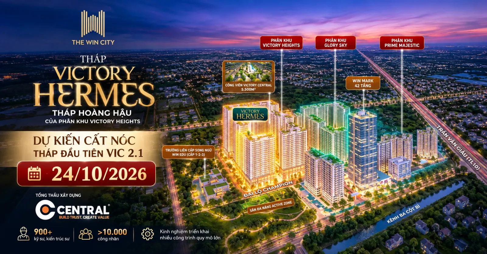 CENTRAL The Win City, Victory Hermes, tiến độ The Win City