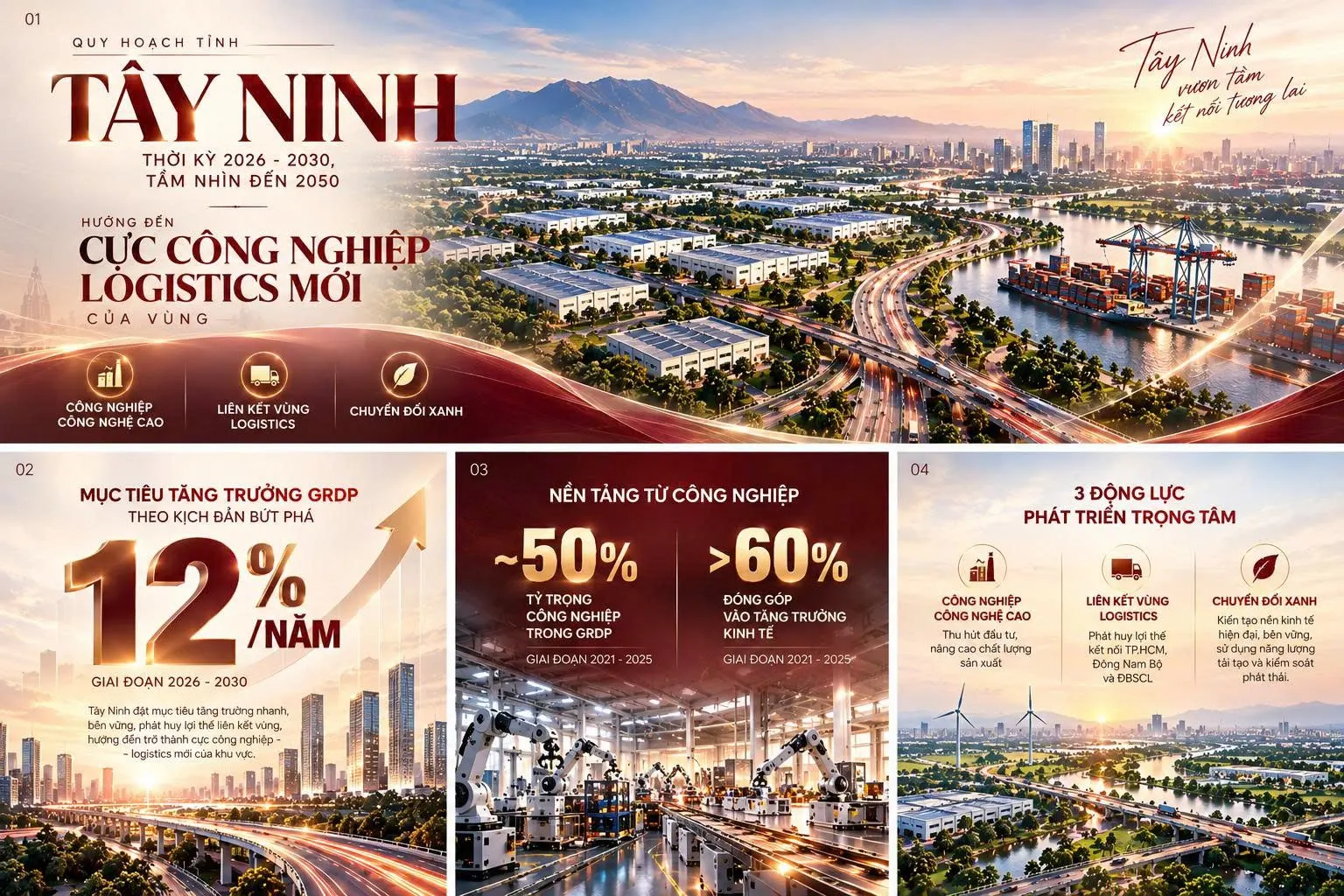 Tây Ninh 2026–2030: Kịch bản GRDP 12%/năm