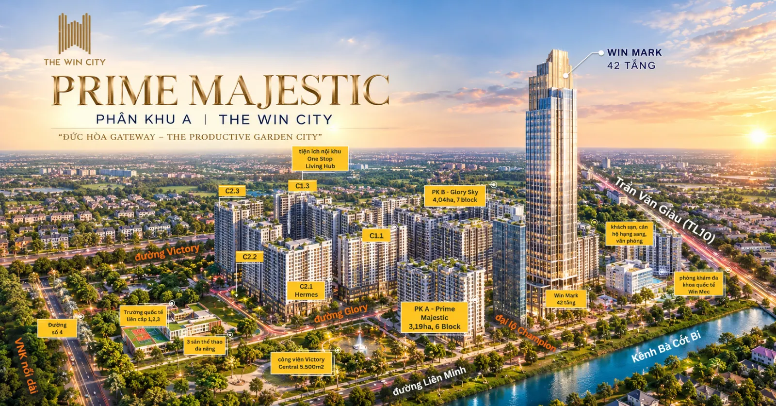 Hé lộ Prime Majestic – Phương án kiến trúc phân khu A The Win City với điểm nhấn Win Mark 42 tầng